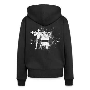 Krafttraining - Frauen Premium Bio Hoodie - Schwarz - Hinten - Julia (174cm)