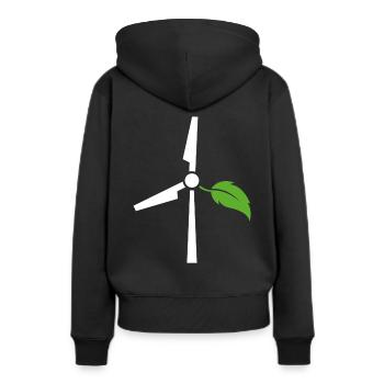 Énergie éolienne - Sweat à capuche Premium bio Femme - noir - Dos - Julia (174cm)