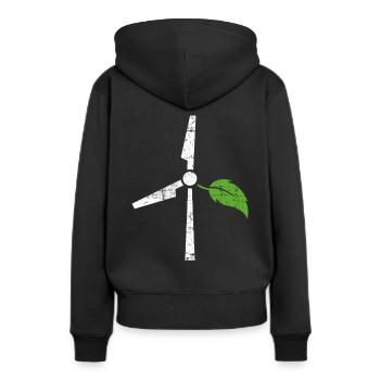 Umweltschutz Windenergie - Frauen Premium Bio Hoodie - Schwarz - Hinten - Julia (174cm)