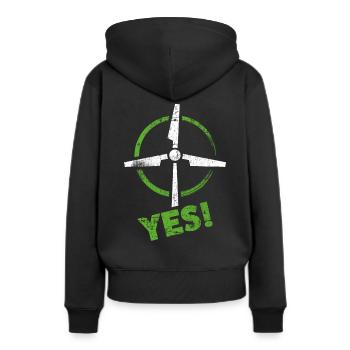 Énergie éolienne - Sweat à capuche Premium bio Femme - noir - Dos - Julia (174cm)