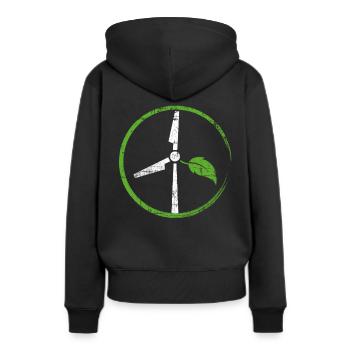 Énergie éolienne - Sweat à capuche Premium bio Femme - noir - Dos - Julia (174cm)