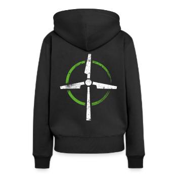 Énergie éolienne - Sweat à capuche Premium bio Femme - noir - Dos - Julia (174cm)