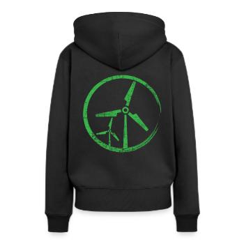 Éolien - Sweat à capuche Premium bio Femme - noir - Dos - Julia (174cm)