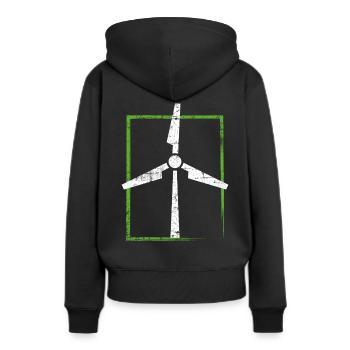 Énergie éolienne - Sweat à capuche Premium bio Femme - noir - Dos - Julia (174cm)