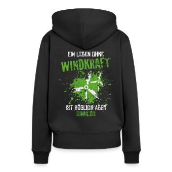 Énergie éolienne - Sweat à capuche Premium bio Femme - noir - Dos - Julia (174cm)