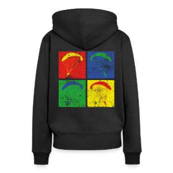 Gleitschirmfliegen - Frauen Premium Bio Hoodie - Schwarz - Hinten - Julia (174cm)