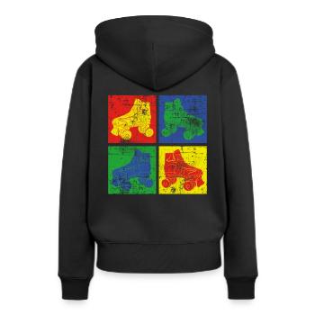 Rollschuh - Frauen Premium Bio Hoodie - Schwarz - Hinten - Julia (174cm)
