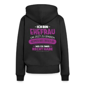 Ehefrau - Frauen Premium Bio Hoodie - Schwarz - Hinten - Julia (174cm)