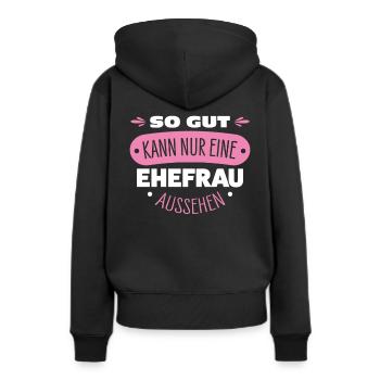 Ehefrau - Frauen Premium Bio Hoodie - Schwarz - Hinten - Julia (174cm)