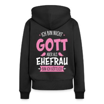 Ehefrau - Frauen Premium Bio Hoodie - Schwarz - Hinten - Julia (174cm)