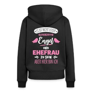 Ehefrau - Frauen Premium Bio Hoodie - Schwarz - Hinten - Julia (174cm)