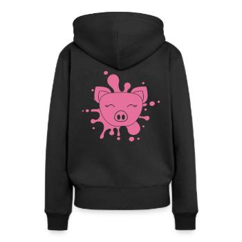 Schweinchen Schwein - Frauen Premium Bio Hoodie - Schwarz - Hinten - Julia (174cm)
