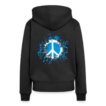 Peace Frieden Musik - Frauen Premium Bio Hoodie - Schwarz - Hinten - Julia (174cm)