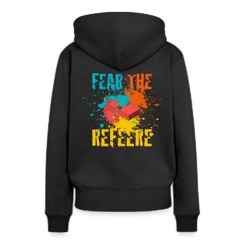 L’arbitre - Sweat à capuche Premium bio Femme - noir - Dos - Julia (174cm)