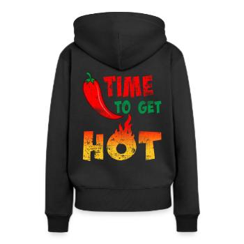 Chili Chilischote - Frauen Premium Bio Hoodie - Schwarz - Hinten - Julia (174cm)