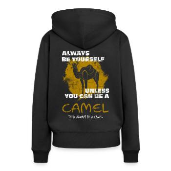 Chameau - Sweat à capuche Premium bio Femme - noir - Dos - Julia (174cm)