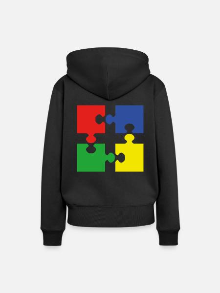 Puzzel - Frauen Premium Bio Hoodie - Schwarz