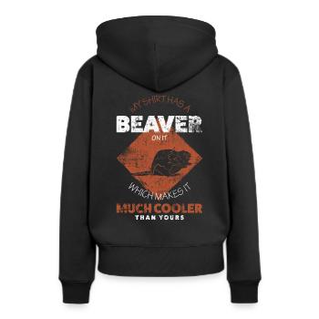 Biber - Frauen Premium Bio Hoodie - Schwarz - Hinten - Julia (174cm)