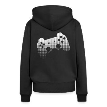 Konsole Gaming - Frauen Premium Bio Hoodie - Schwarz - Hinten - Julia (174cm)