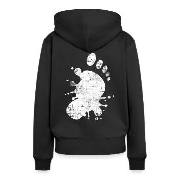 Fuß - Frauen Premium Bio Hoodie - Schwarz - Hinten - Julia (174cm)