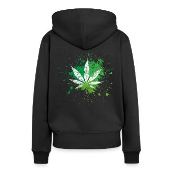 Cannabis - Sweat à capuche Premium bio Femme - noir - Dos - Julia (174cm)