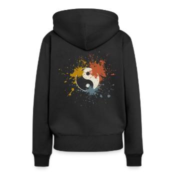 Yin et Yang - Sweat à capuche Premium bio Femme - noir - Dos - Julia (174cm)