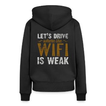 Outdoor - Frauen Premium Bio Hoodie - Schwarz - Hinten - Julia (174cm)