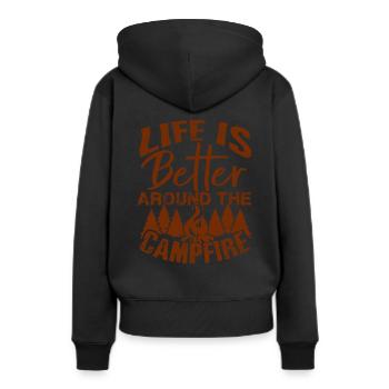Outdoor - Frauen Premium Bio Hoodie - Schwarz - Hinten - Julia (174cm)
