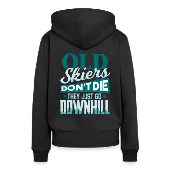 Ski - Frauen Premium Bio Hoodie - Schwarz - Hinten - Julia (174cm)