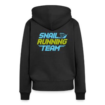 Marathon de course à pied - Sweat à capuche Premium bio Femme - noir - Dos - Julia (174cm)