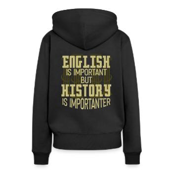 histoire - Sweat à capuche Premium bio Femme - noir - Dos - Julia (174cm)