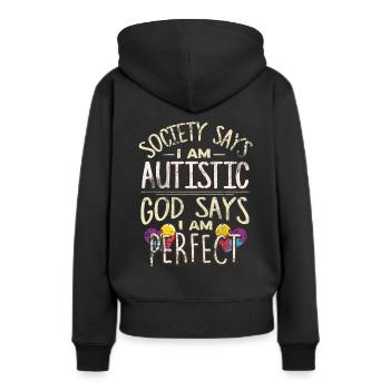 autistique - Sweat à capuche Premium bio Femme - noir - Dos - Julia (174cm)