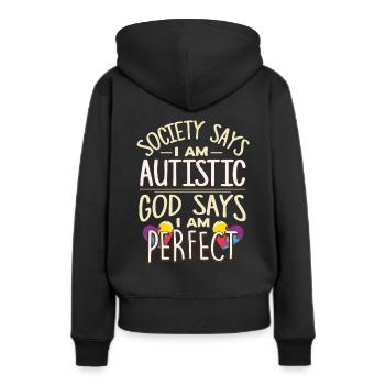 Autiste - Sweat à capuche Premium bio Femme - noir - Dos - Julia (174cm)