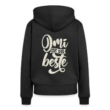 Omi ist die beste - Frauen Premium Bio Hoodie - Schwarz - Hinten - Julia (174cm)