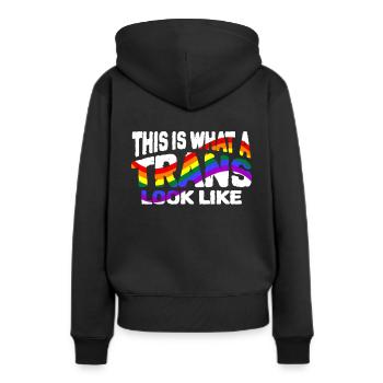 Transgender - Frauen Premium Bio Hoodie - Schwarz - Hinten - Julia (174cm)