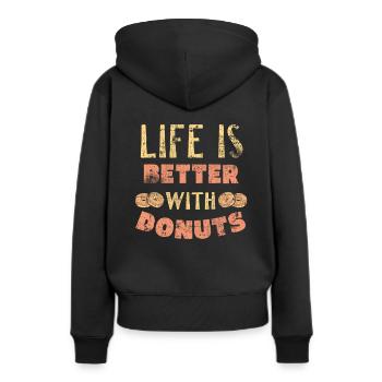 Donut - Frauen Premium Bio Hoodie - Schwarz - Hinten - Julia (174cm)
