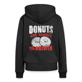 Donut - Frauen Premium Bio Hoodie - Schwarz - Hinten - Julia (174cm)