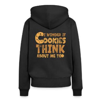 cookies - Sweat à capuche Premium bio Femme - noir - Dos - Julia (174cm)