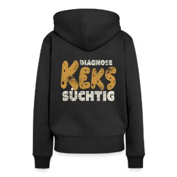Keks - Frauen Premium Bio Hoodie - Schwarz - Hinten - Julia (174cm)