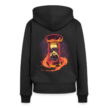 Sanduhr Phantasie - Frauen Premium Bio Hoodie - Schwarz - Hinten - Julia (174cm)