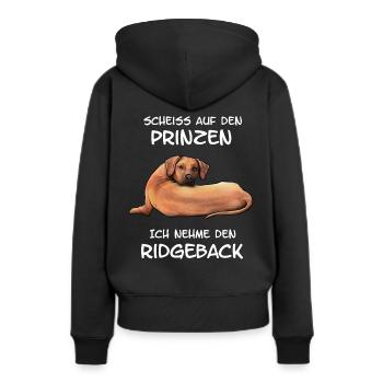 Rhodesian Ridgeback - Frauen Premium Bio Hoodie - Schwarz - Hinten - Julia (174cm)