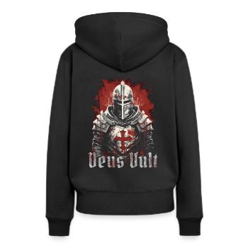 Deus Vult Kreuzritter Tempelritter Mittelalter - Frauen Premium Bio Hoodie - Schwarz - Hinten - Julia (174cm)