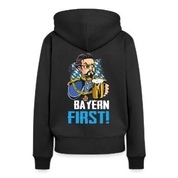 Freistaat Bayern Bayrisch - Frauen Premium Bio Hoodie - Schwarz - Hinten - Julia (174cm)