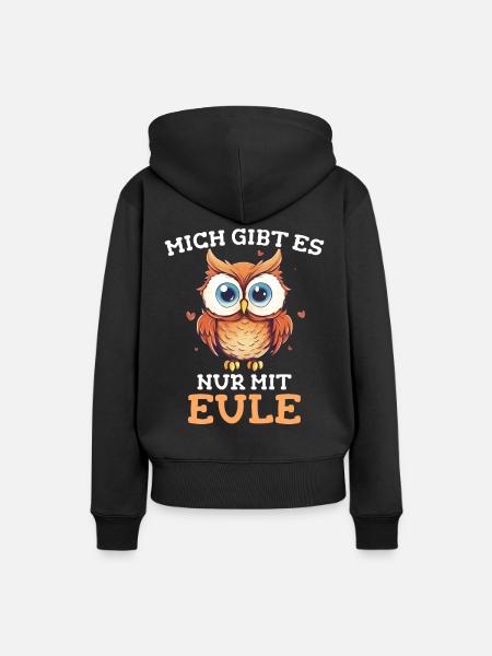 Nachteule Eule Eulen Vogel - Frauen Premium Bio Hoodie - Schwarz