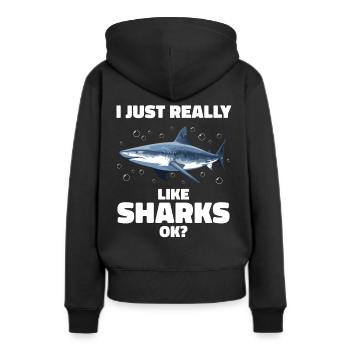 Hai Ozean Tigerhai Tier Fisch - Frauen Premium Bio Hoodie - Schwarz - Hinten - Julia (174cm)