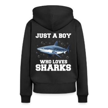 Hai Ozean Tigerhai Tier Fisch - Frauen Premium Bio Hoodie - Schwarz - Hinten - Julia (174cm)