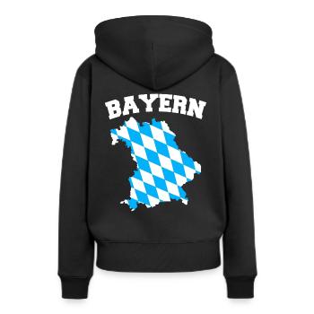 Freistaat Bayern Bayrisch - Frauen Premium Bio Hoodie - Schwarz - Hinten - Julia (174cm)
