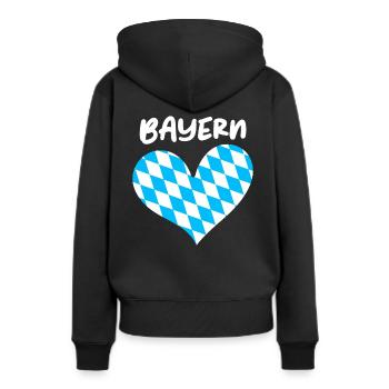 Freistaat Bayern Bayrisch - Frauen Premium Bio Hoodie - Schwarz - Hinten - Julia (174cm)