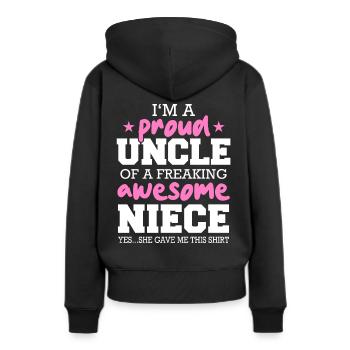 Oncle Fmilie Grand-oncle Oncle - Sweat à capuche Premium bio Femme - noir - Dos - Julia (174cm)