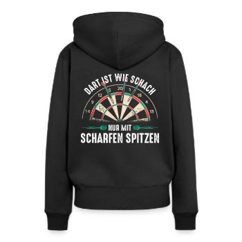 Dart Darts Dartspieler Dartsport - Frauen Premium Bio Hoodie - Schwarz - Hinten - Julia (174cm)